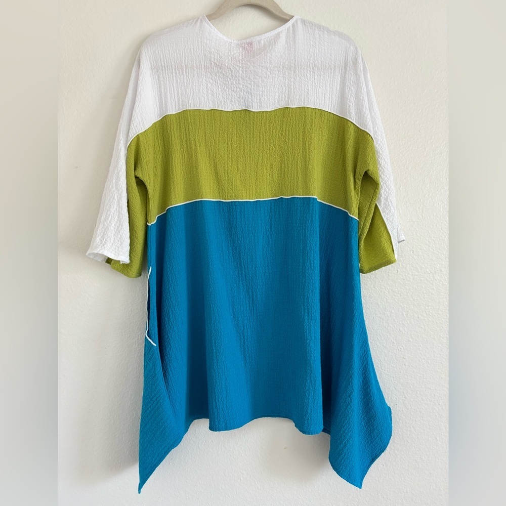 IC by Connie K Colorblock Tunic Top Women’s Oversized Lagenlook Crinkle Medium - Picture 9 of 9